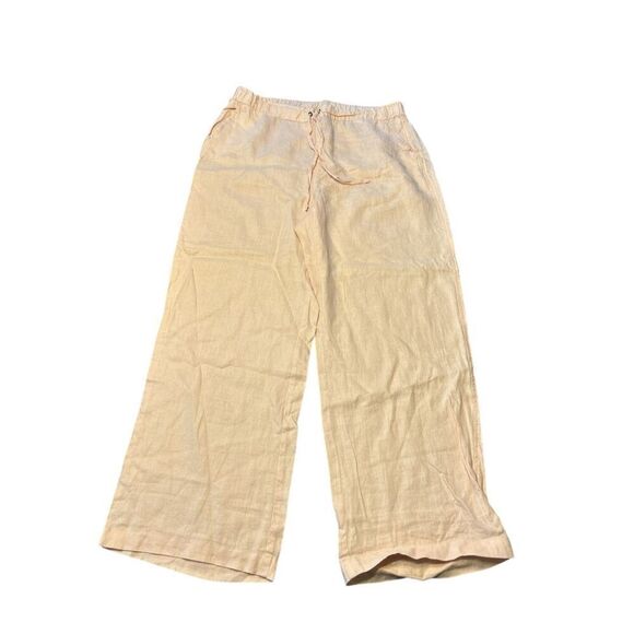 Vince Camuto Women's Peach Linen Tie Front Wide Leg Pants Size 1X Pockets - Picture 2 of 10